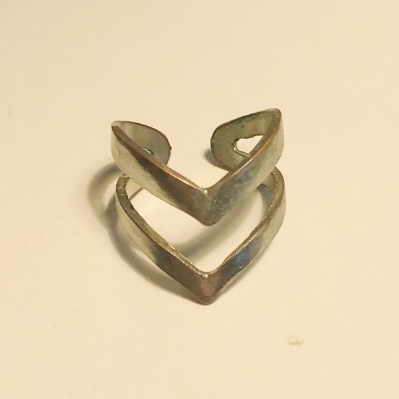 Silver Adjustable Chevron Midi Ring - Picture 1 of 5